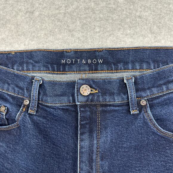 Mott & Bow Slim Grand Straight Jeans Men W36 L30 Dark Wash Stretch Denim Zip Fly - Picture 3 of 12